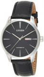 Citizen NH8350-08E Men's Leather Band Black Dial Day Date Automatic Watch