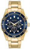 Bulova Men's Goldtone Chronograph Watch, Blue Dial