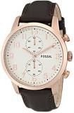 Fossil Men's FS4987 Townsman Chronograph Leather Watch - Brown with Rose-Gold Ac...
