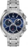 Bulova Men's Curv Collection Analog-Quartz Watch with Stainless-Steel Strap, Silver, 22 (Model: 96A185)