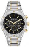 Bulova Men's 98B285 Quartz Chronograph Black Dial Two-Tone Bracelet 43mm Watch