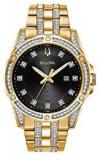 Bulova Mens Crystal Accent Gold Tone Stainless Steel Bracelet Watch-98K107