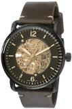 Fossil Men's The Commuter Auto Stainless Steel Mechanical-Hand-Wind Leather Strap, Brown, 22 Casual Watch (Model: ME3158)