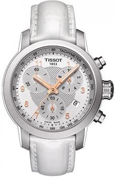 Tissot Silver Dial SS Leather Chronograph Quartz Ladies Watch T0552171603201
