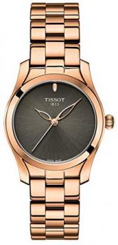 Tissot T-Wave Anthracite Dial Ladies Rose Gold Tone Watch T1122103306100