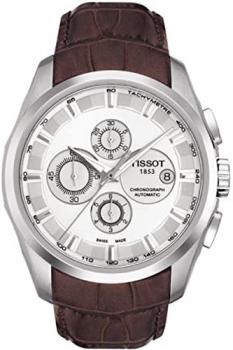 Tissot Couturier Automatic Chronograph Brown Leather Silver Dial Men's Watch #T035.627.16.031.00
