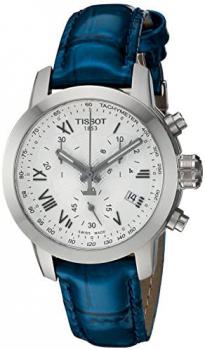 Tissot Men's Stainless Steel Swiss-Quartz Watch with Leather Strap, Blue, 20 (Model: T0552171603300)