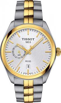 Tissot T101.452.22.031.00 Men's Watch PR 100 Gent Dualtime Silver/Gold 39mm Stainless Steel