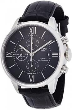 Tissot Men's T-Classic Stainless Steel Swiss-Automatic Watch with Leather Strap, Black, 21 (Model: T0994271605800)