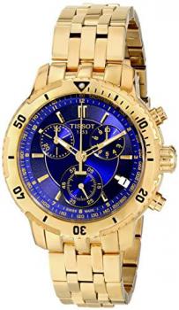 Tissot PRS-200 Men's Blue Chronograph Dial Yellow Gold Watch T067.417.33.041.00