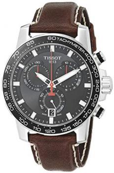 Tissot Men's Stainless Steel Swiss Quartz Watch with Leather Strap, Brown (Model: T1256171605101)