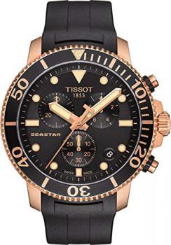 Tissot Seastar 1000 T120.417.37.051.00 Black Rubber Rose Gold Chronograph Mens Watch