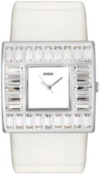 GUESS? Women's W11524L4 Crystal Accented White Patent Leather Watch