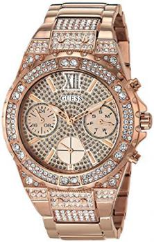 GUESS Women's Analog Watch with Stainless Steel Strap, Rose Gold, 20 (Model: GW0037L3)