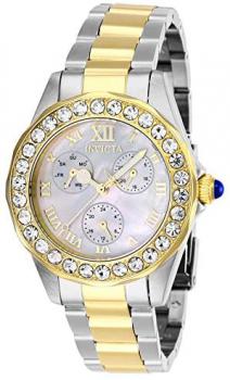 Invicta Women's Angel Quartz Watch with Stainless Steel Strap, Silver and Gold, 18 (Model: 28464)