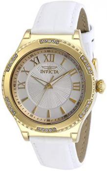 Invicta Women's Angel Stainless Steel Quartz Watch with Leather Strap, White, 18 (Model: 28604)