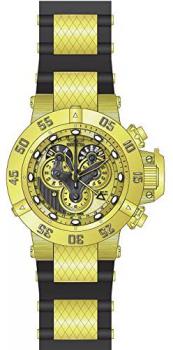 Invicta Subaqua Reserve Mechanical Chronograph Gold Dial Black Polyurethane Gold-plated Mens Watch 18520