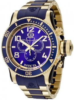 Invicta Men's 6634 Russian Diver Collection Chronograph 18K Gold-Plated Blue Rubber Watch