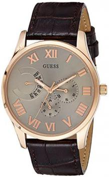 Guess W0608G1 Men's Dress Multifunction Brown Leather Strap Watch