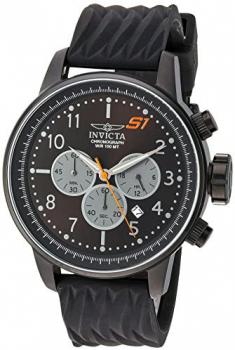 Invicta Men's S1 Rally Stainless Steel Quartz Watch with Silicone Strap, Black, 22 (Model: 23814)