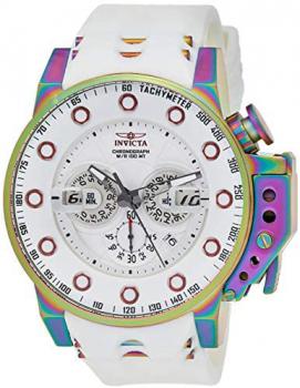 Invicta Men's I-Force Stainless Steel Quartz Watch with Silicone Strap, White, 24 (Model: 25277)