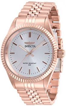 Invicta Men's Specialty Rose Gold-Tone Steel Bracelet &amp; Case Quartz Silver-Tone Dial Analog Watch 29390