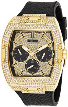 GUESS Men's Stainless Steel Analog Watch with Silicone Strap, Black, 24 (Model: GW0048G2)