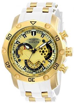 Invicta Men's Pro Diver Stainless Steel Quartz Watch with Silicone Strap, White, 26 (Model: 23424)