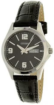 Citizen Quartz Black Dial Black Leather Ladies Watch EQ0591-13E