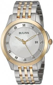 Bulova Women's Analog-Quartz Watch with Stainless-Steel Strap, Two Tone, 18 (Model: 98P161)