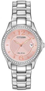 Ladies' Citizen Eco-Drive Silhouette Crystal Pink Dial Watch FE1140-86X