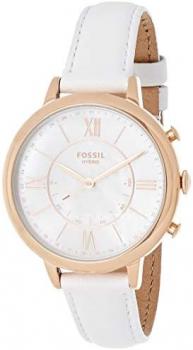 Fossil Women's Stainless Steel Hybrid Watch with Leather Strap, White, 14 (Model: FTW5046)