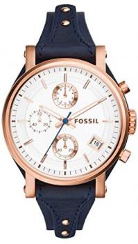 Fossil Women's Original Boyfriend Stainless Steel and Leather Chronograph Quartz Watch