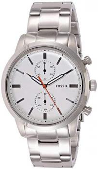 Fossil Men's 44mm Townsman Quartz Watch with Stainless-Steel Strap, Silver, 22 (Model: FS5346)