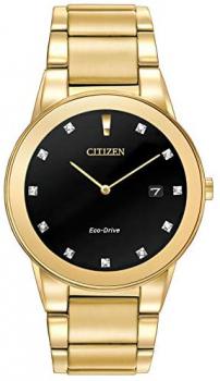 Citizen Axiom AU1062-64G Mens Gold Stainless Steel Band Black Dial Watch