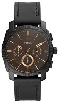 Fossil FS5586 Machine Chronograph Black Leather Watch