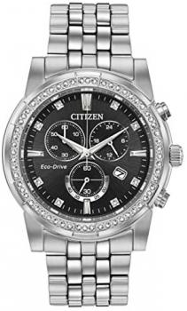 Men's Citizen Eco-Drive Corso Swarovski Crystal Black Dial Watch AT2450-58E