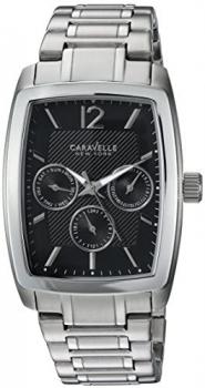 Caravelle New York Men's Analog-Quartz Watch with Stainless-Steel Strap, Silver, 22 (Model: 43C115)