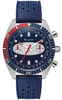 Bulova Archive Series Chronograph A Surfboard Blue Silicone Strap Watch 98A253
