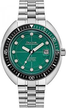 Men's Bulova Special Edition Oceanographer Green Dial Stainless Steel Automatic Bracelet Watch 96B322
