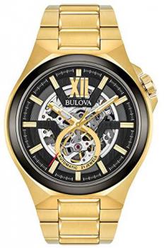 Bulova Men's Automatic-self-Wind Watch with Stainless-Steel Strap, Gold, 27 (Model: 98A178)