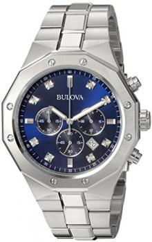 Bulova Men's Analog-Quartz Watch with Stainless-Steel Strap, Silver, 24 (Model: 96D138)