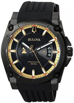 Bulova Men's Grammy Watch Stainless Steel Analog-Quartz Silicone Strap, Black, 24 (Model: 98B294)