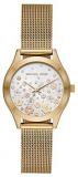 Michael Kors Women's Slim Runway Three-Hand Gold-Tone Stainless Steel Watch MK4383
