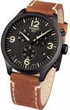 Tissot Chrono XL Mens Chronograph Watch - 45mm Analog Black Face with Date and Sapphire Crystal - Brown Leather Band Swiss Made Black PVD Stainless Steel Luxury Quartz Watch for Men T116.617.36.057.00
