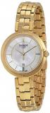 Tissot Flamingo Quartz White Mother of Pearl Dial Yellow Gold Plated Ladies Watch T0942103311100