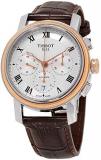 Tissot Men's Bridgeport Stainless Steel Swiss-Automatic Watch with Leather Strap, Brown, 20 (Model: T0974272603300)