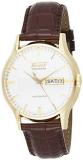 Tissot Men's T0194303603101 Visodate Yellow Gold-Tone Stainless Steel Brown Leather Watch