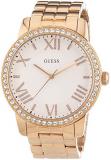 Guess Women's W0329L3 Quartz Watch with White Dial Analogue Display and Rose Gold Stainless Steel Bracelet