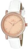 Invicta Women's Angel White Leather Band Steel Case Quartz Rose Gold-Tone Dial Analog Watch 22484